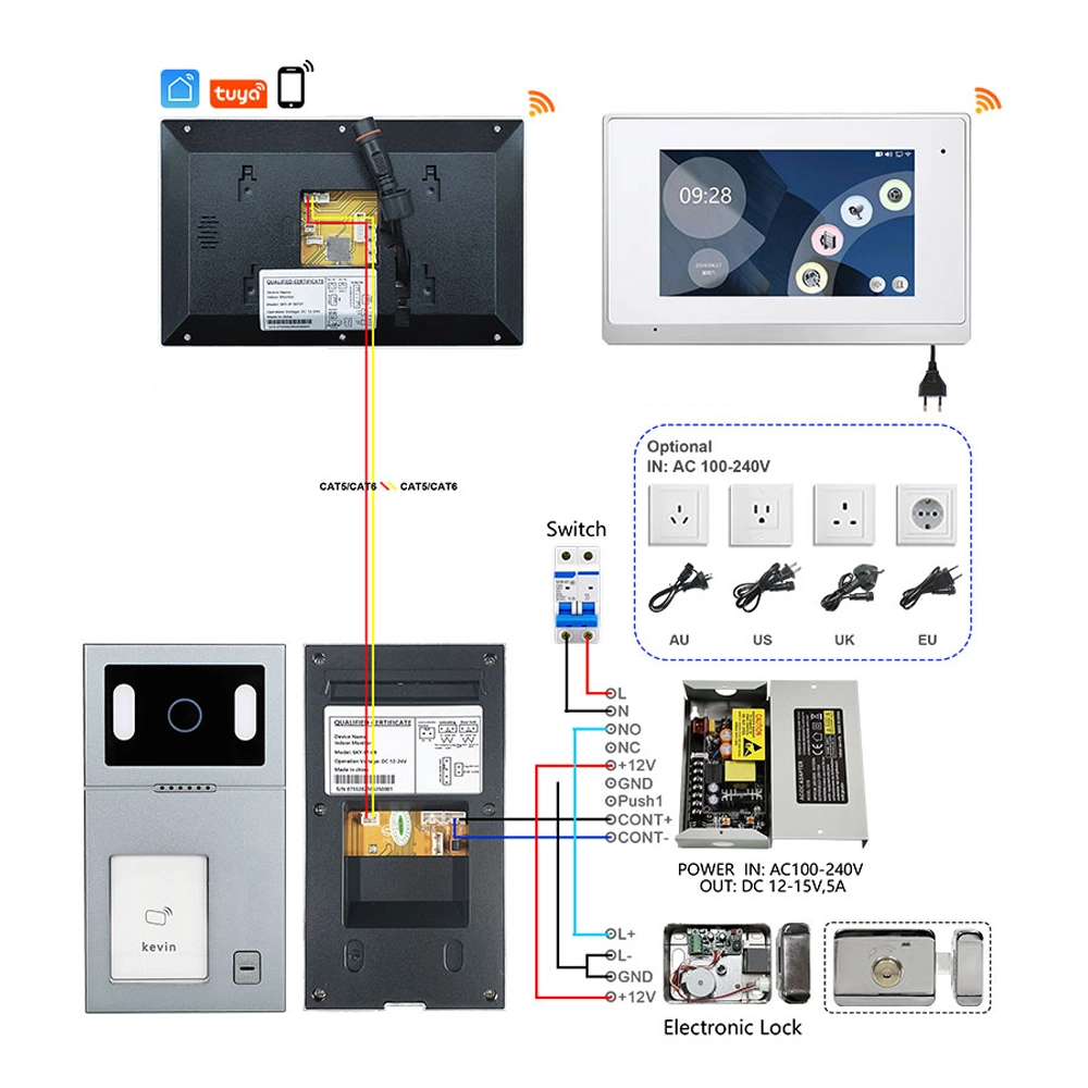 IP Villa Kit (Monitor Interior SKY-IP-M75T-TUYA-2W și Sonerie Video Inteligentă SKY-IP-P901-2W) - Image 4